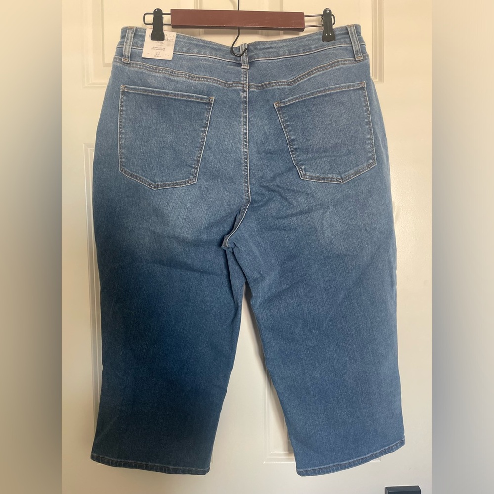 Talbots Jeans Women's 14 Curvy Blue Pedal Pusher Slim Leg Cropped - Picture 2 of 7